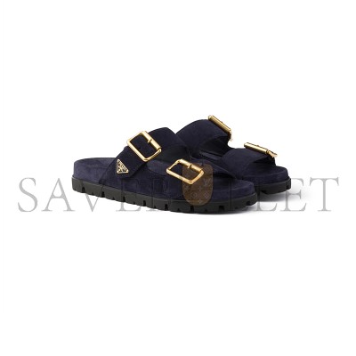 PRADA SUEDE STRAP SLIDES 1XX692